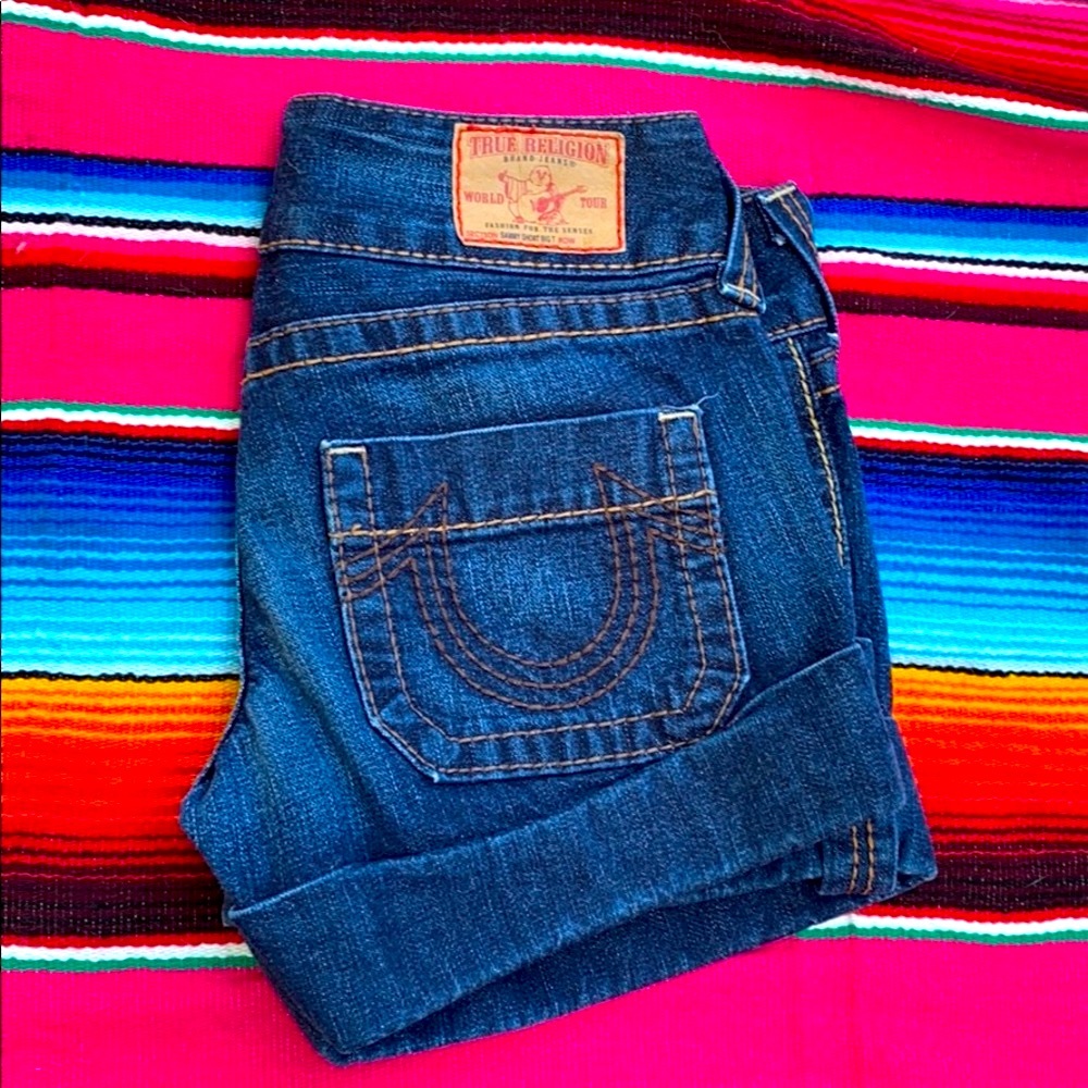 True Religion Cuffed Jean Shorts